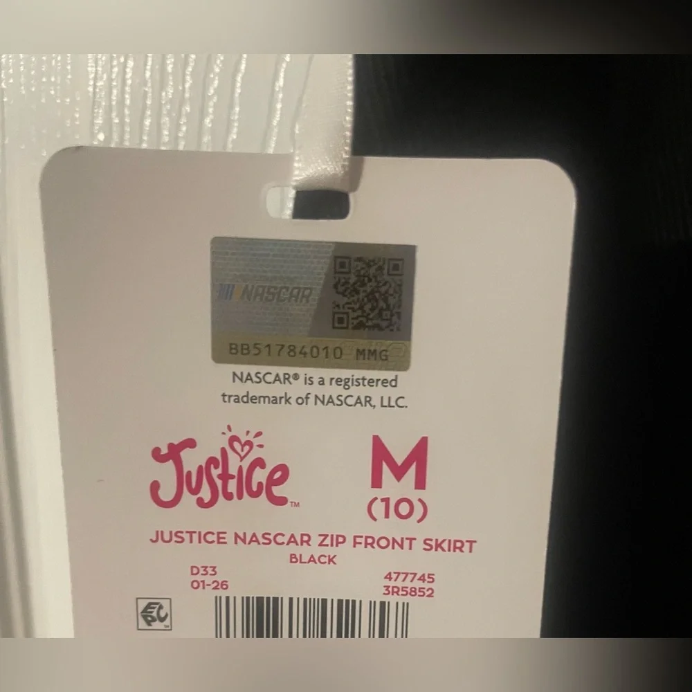 NWT‎ Justice x NASCAR Girls Zip Front Skort Size M 10 Blue Black Racing